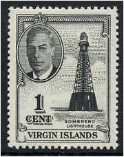 British Virgin Islands 1952 1c Black. SG136.