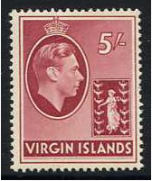 British Virgin Islands 1938 5s Carmine. SG119a.