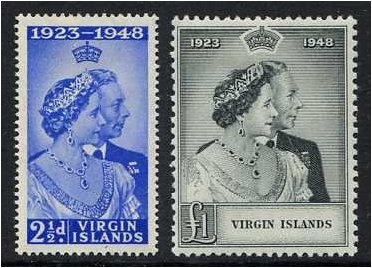 British Virgin Islands 1949 Silver Wedding Set. SG124-SG125.