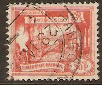 Burma 1954 30p Red - Official Stamp. SGO158.