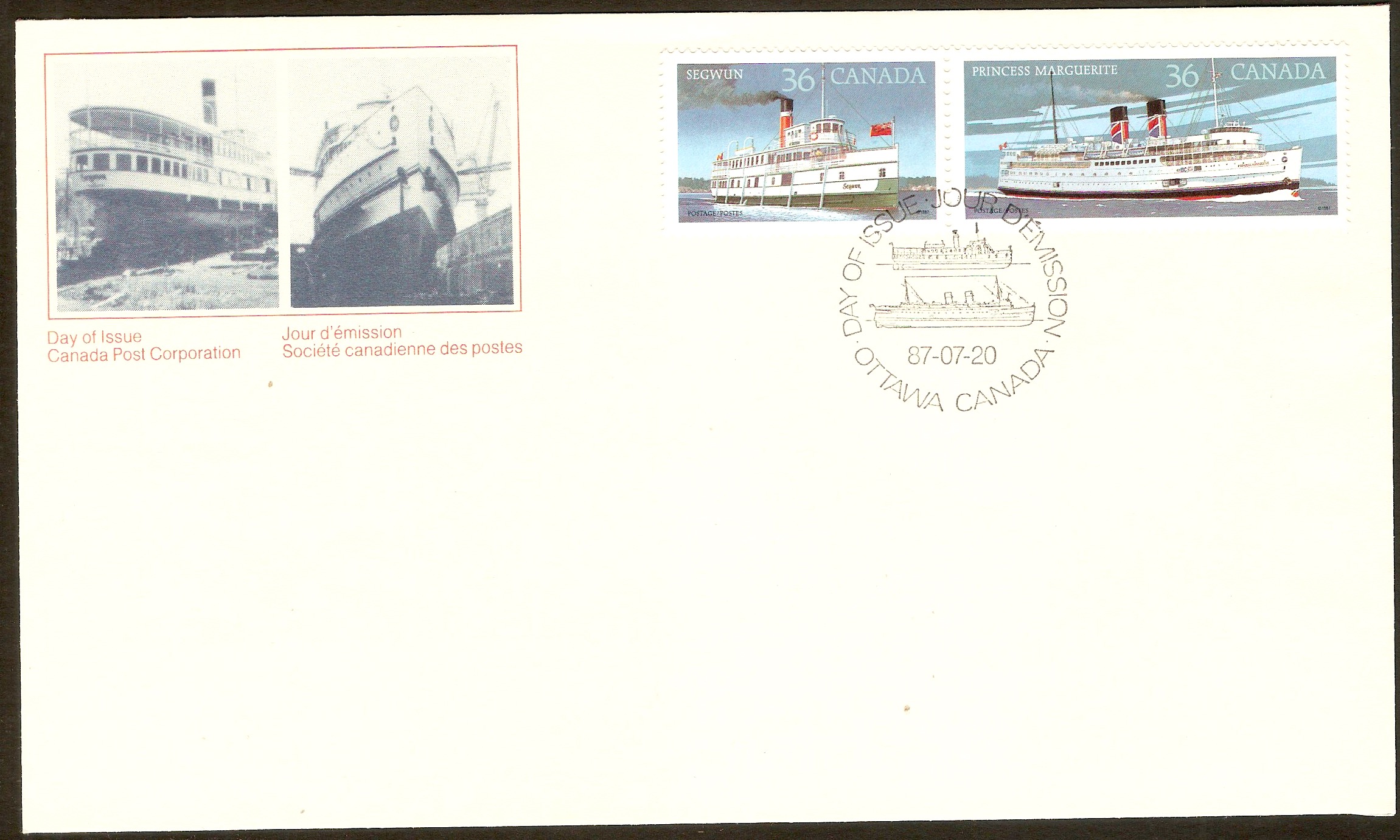Canada 1987 Canadian Steamships FDC.