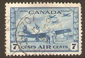 Canada 1942 7c Blue. SG400. MPO 707.