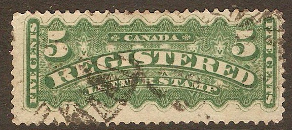 Canada 1875 5c Deep green Registration Stamp. SGR6.