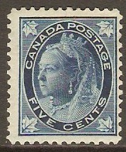 Canada 1897 5c Deep blue on bluish paper. SG146.