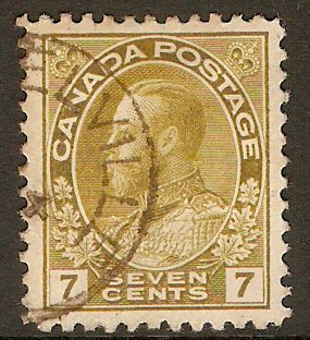 Canada 1911 7c Olive-yellow. SG208.