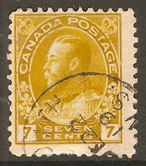 Canada 1911 7c Yellow-ochre. SG209.