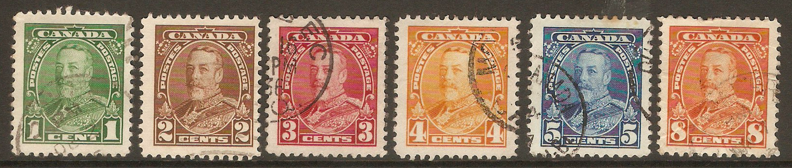 Canada 1935 King George V definitive series. SG341-SG346.