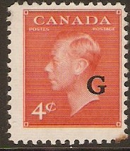 Canada 1950 4c Vermilion - Official stamp. SGO183.