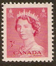 Canada 1953 3c Carmine. SG452.
