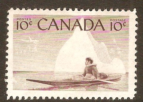 Canada 1954 10c Purple-brown - Eskimo Hunter. SG477. - Click Image to Close