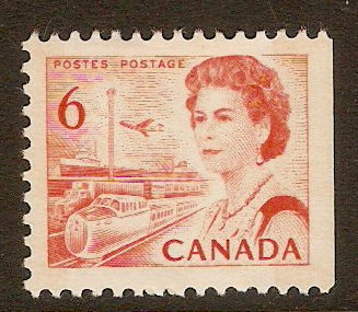 Canada 1967 6c Red-orange - QEII definitive series. SG606.