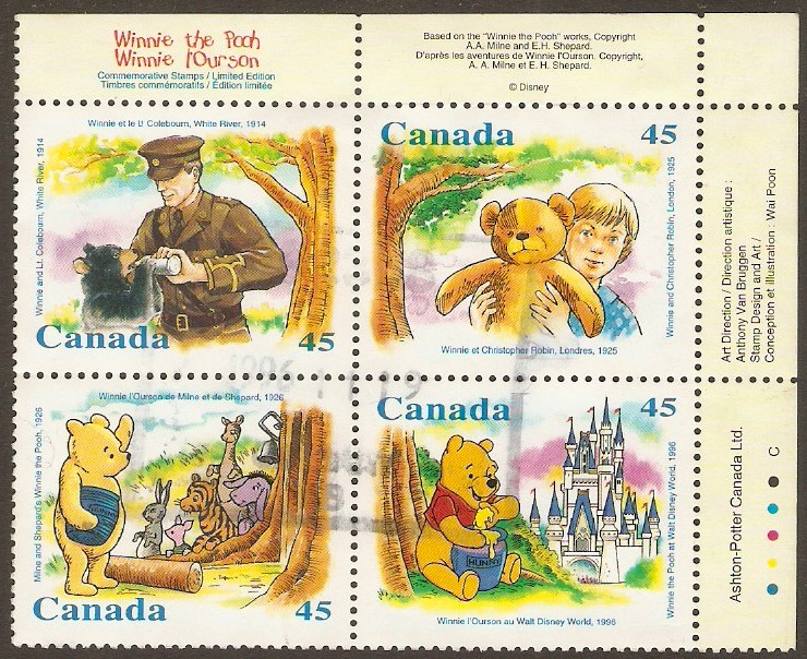 Canada 1996 Wiinie the Pooh Stamps Set. SG1701-SG1704.