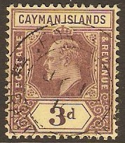 Cayman Islands 1907 3d Purple on yellow. SG28.