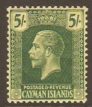 Cayman Islands 1921 5s Green on yellow. SG82.