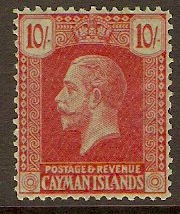 Cayman Islands 1921 10s Carmine on green. SG83.