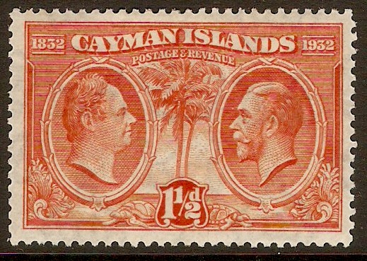 Cayman Islands 1932 1d Red-orange. SG87.