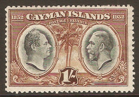 Cayman Islands 1932 1s Black and brown. SG92.