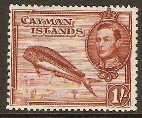 Cayman Islands 1938 1s Red-brown. SG123.