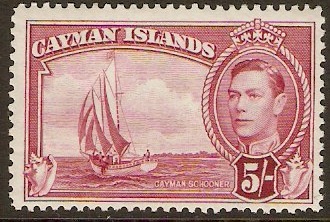 Cayman Islands 1938 5s Crimson. SG125a.
