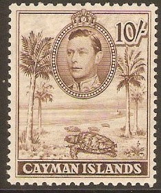 Cayman Islands 1938 10s Chocolate. SG126.