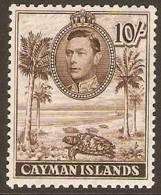 Cayman Islands 1938 10s Chocolate. SG126a.