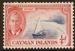 Cayman Islands 1950 d Bright blue and pale scarlet. SG135.