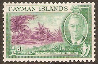 Cayman Islands 1950 d Reddish violet and emerald-green. SG136.