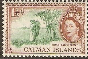 Cayman Islands 1953 1d Deep green and red-brown. SG151.