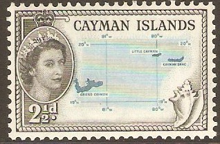 Cayman Islands 1953 2d Turquoise-blue and black. SG153. - Click Image to Close