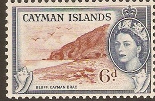 Cayman Islands 1953 6d Lake-brown and deep blue. SG156.