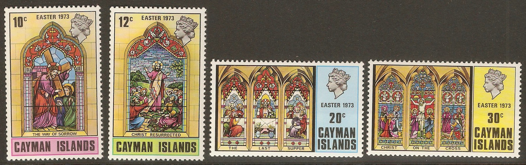 Cayman Islands 1973 Easter Stained Glass set. SG324-SG327.