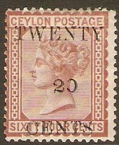 Ceylon 1882 20c on 64c Red-brown. SG143.