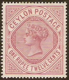 Ceylon 1887 1r.12 Dull rose. SG201.