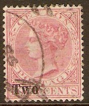 Ceylon 1888 TWO on 4c Rosy mauve. SG204.