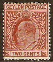 Ceylon 1904 2c Red-brown. SG277.