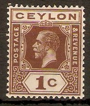 Ceylon 1912 1c Brown. SG301.