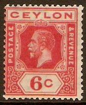 Ceylon 1912 6c Pale scarlet. SG305.