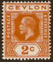 Ceylon 1912 2c Brown-orange. SG307.