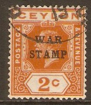 Ceylon 1918 2c Brown-orange - War Stamp. SG330.
