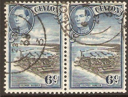 Ceylon 1938 6c Black & blue. SG388.