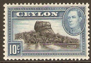 Ceylon 1938 10c Black and light blue. SG389.