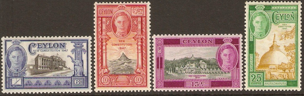 Ceylon 1947 New Constitution Set. SG402-SG405.