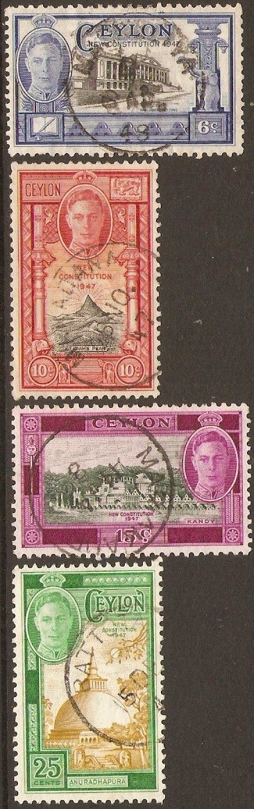 Ceylon 1947 New Constitution Stamps Set. SG402-SG405.