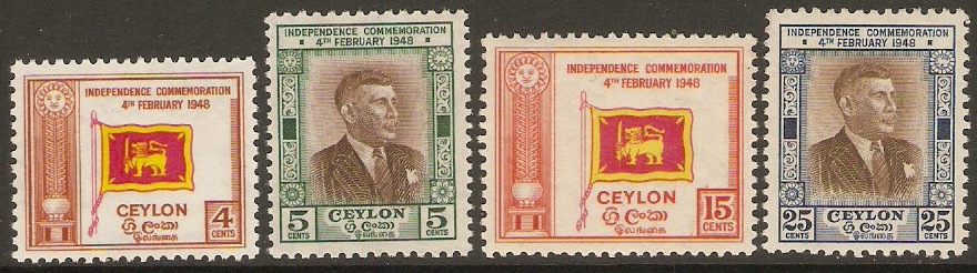 Ceylon 1949 Independence Anniversary Set. SG406-SG409.