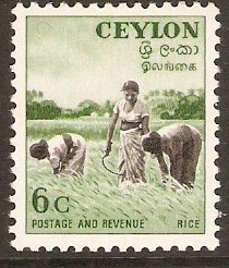 Ceylon 1951 6c Brown-black and yellow-green. SG421.