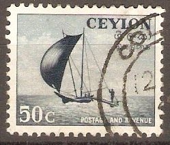 Ceylon 1951 50c Indigo and slate-grey. SG426.