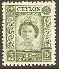Ceylon 1953 5c Coronation Stamp. SG433.