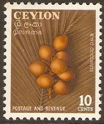 Ceylon 1954 10c Coconuts Stamp. SG435.