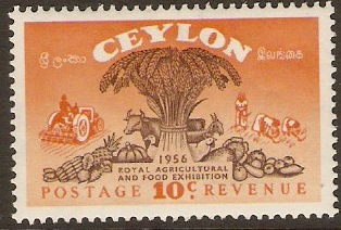 Ceylon 1955 10c Agricultural Exhibition Stamp. SG436.