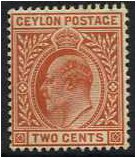 Ceylon 1904 2c Red-brown. SG277.